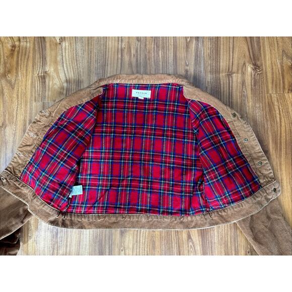 Pacsun Flannel Lined Corduroy Trucker Jacket Crop Women’s XS/S‎ Orange Brown - Picture 7 of 7